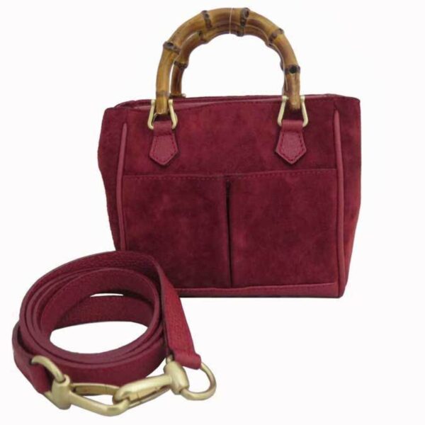 Gucci 2way Bag Bamboo Red Suede Leather Mini Handbag Shoulder Ladies | Luna Bags