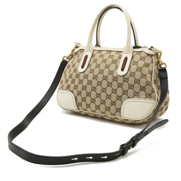GUCCI GG Canvas Princey Sherry Line Handbag Shoulder Bag Leather Beige Ivory 211977 | Luna Bags