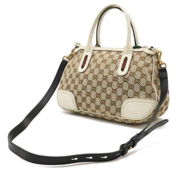 GUCCI GG Canvas Princey Sherry Line Handbag Shoulder Bag Leather Beige Ivory 211977 | Luna Bags