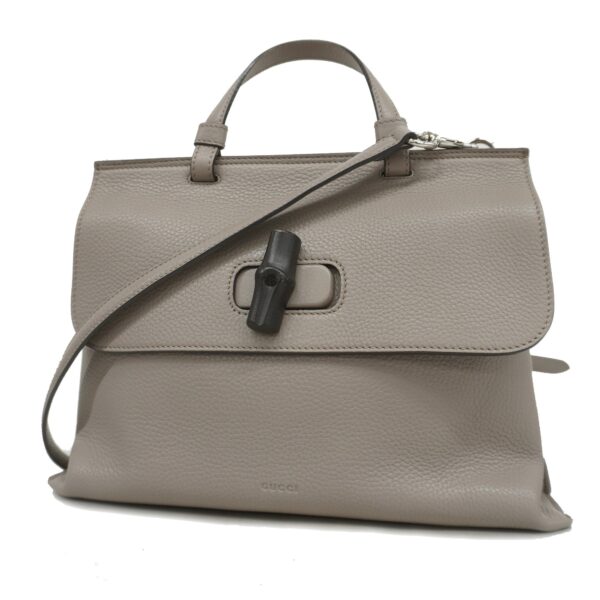 Gucci Bamboo 2way Bag 392013 Women's Leather Handbag,Shoulder Bag Grayish | Luna Bags