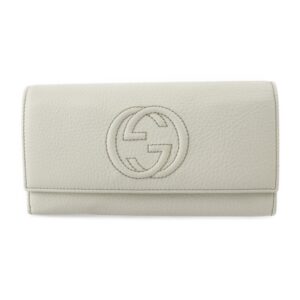 Gucci Interlocking G Bifold Wallet 282414 Leather Ivory Gold Hardware Long | Luna Bags