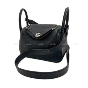 HERMES Shoulder bag Lindy 20 mini Noir (Black) Taurillon Clemence Silver HW Stamp | Luna Bags