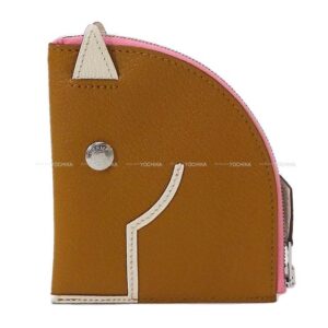 HERMES change purse Paddock Caramel/Nata/Rose Confetti Chevre Myzore Silver HW Stamp | Luna Bags