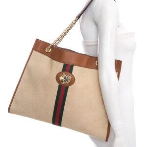 Gucci Tan Rajah Canvas Tiger Head Detail Tote | Luna Bags