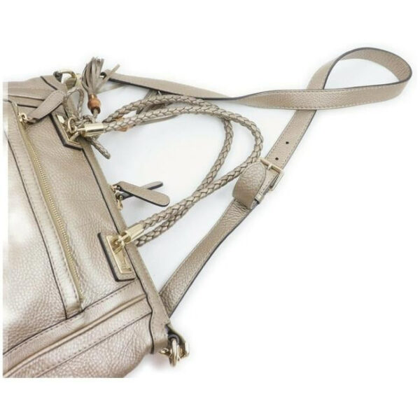 Gucci Pebbled Two Way With Removable Strap Metallic Pewter Grey Leather Satchel | Luna Bags