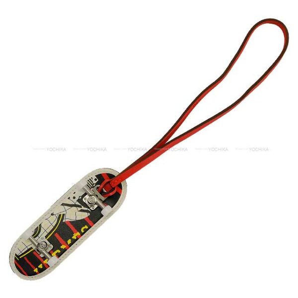 HERMES bag charm Finger Skateboard Noir (Black)/Multicolor/Rouge de Coeur Chevre Myzore/Veau Swift Stamp | Luna Bags