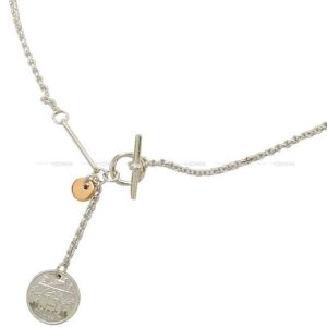 HERMES necklace Pendant Ex-Libris PM Logocharm Silver925 /Pinkgold | Luna Bags