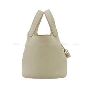 HERMES Handbag Picotin Lock 18 PM Beton Taurillon Clemence Silver HW Stamp | Luna Bags