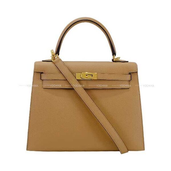 HERMES Shoulder bag Kelly25 Sellier Chai Veau Epsom Gold HW Stamp | Luna Bags
