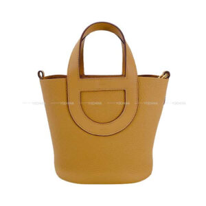 HERMES Handbag In the Loop 18 Biscuit Taurillon Clemence/Veau Swift Gold HW Stamp | Luna Bags