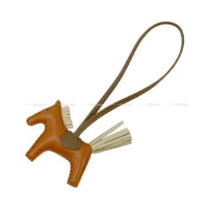 HERMES bag charm Rodeo PM Gold/Craie/Etoupe Agneau Milo/Veau Swift Stamp | Luna Bags