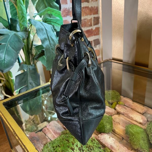 GUCCI 1955 Horse Bit Drawstring Black Morsetto Leather Crossbody | Luna Bags