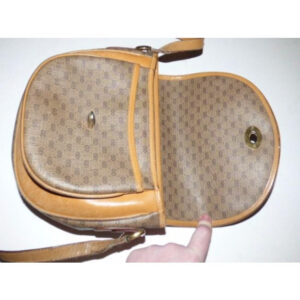 Gucci Vintage Shades Of Browns Small G Logo Print Leather Coated Canvas Cross Body | Luna Bags