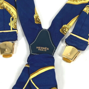 HERMES suspenders silk Navy vintage Overall handle Women Used | Luna Bags
