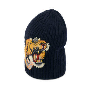 Gucci Tiger Embroidered Wool Hat in Midnight Blue | Luna Bags