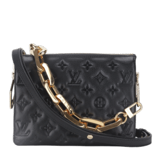 LOUIS VUITTON COUSSIN BB NOIR MONOGRAM EMBOSSED PUFFY LAMBSKIN (M21259) GOLD HARDWARE WITH CHAIN, STRAP, DUST COVER AND BOX | Luna Bags