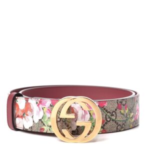 Gucci GG Supreme Monogram Blooms Print Belt in Pink | Luna Bags