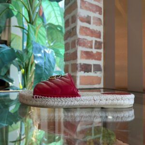 GUCCI Red Nappa Matelasse GG Marmont Espadrille Slides Sandals SZ39.5(9.5US) | Luna Bags