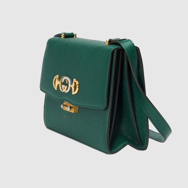 Gucci Zumi Grainy Leather Small Shoulder Bag Green | Luna Bags