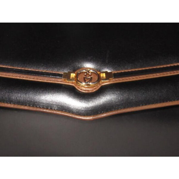 Gucci W Two Way Equestrian Accents Black Leather Shoulder Bag | Luna Bags