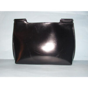 Gucci Vintage Glossy Black Leather Shoulder Bag | Luna Bags