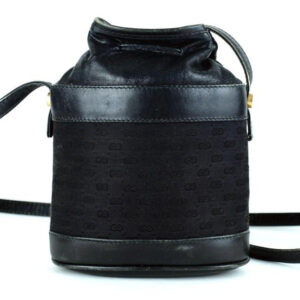 Gucci Early Cross Body Bucket Purses Black Small G Logo Print Logo Print Canvas And Black Leather Wi | Luna Bags