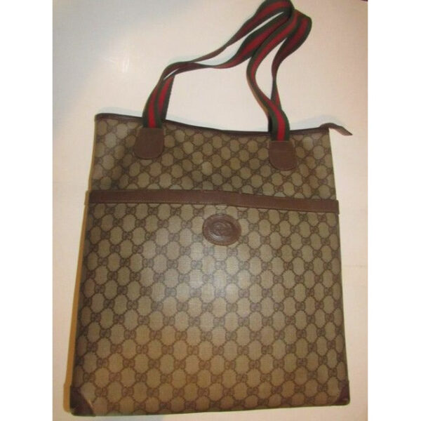 Gucci Vintage Pursesdesigner Purses Leather And Large G Logo Print Coated Canvas In Shades Of Brown | Luna Bags