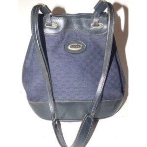 Gucci Navy Blue Micro G Logo Print on Midnight Blue Leather Bucket Bag | Luna Bags