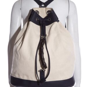 Gucci Canvas & Navy Bamboo Detail Bucket Backpack | Luna Bags