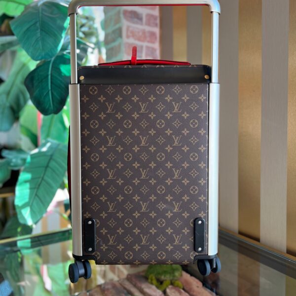 LOUIS VUITTON Horizon 55 Brown Red Monogram Canvas Rolling Luggage Coquelicot | Luna Bags