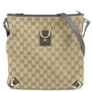 GUCCI Abbey GG Canvas Leather Shoulder Bag Beige Brown 131326 | Luna Bags