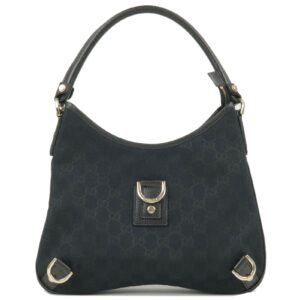 GUCCI Abbey GG Canvas Leather Shoulder Bag Black 130738 | Luna Bags