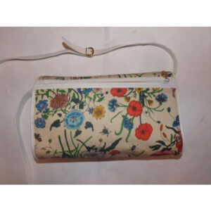 Gucci Vintage Two Way Multicolored Floral Print Canvas And White Leather Cross Body | Luna Bags
