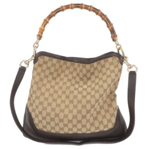 GUCCI Bamboo GG Canvas  Leather Diana 2WAY Bag Beige Brown 282315 | Luna Bags