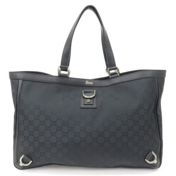 GUCCI Abbey GG Nylon Leather Tote Bag Hand Bag Black 293580 | Luna Bags