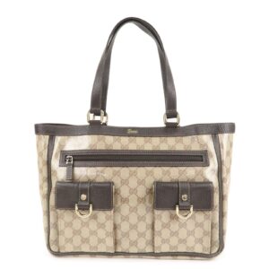 GUCCI Abbey GG Crystal Leather Tote Bag Beige Brown 268639 | Luna Bags