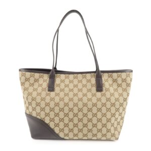 GUCCI Abbey GG Canvas Leather Tote Bag Beige Brown 169946 | Luna Bags