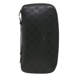 LOUIS VUITTON Damier Infini Atoll Travel Case Black N41380 LV Auth 38142 | Luna Bags