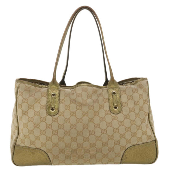 GUCCI GG Canvas Shoulder Bag Beige Gold 163805  38395 | Luna Bags