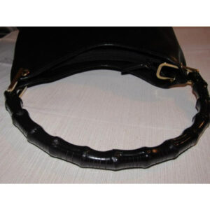 Gucci Vintage Pursesdesigner Purses Black Leather With V Top And Bamboo Handle Hobo Bag | Luna Bags