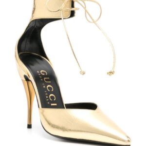 Gucci Priscilla 105mm Metallic Pumps | Gold | Luna Bags