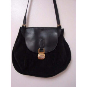 Gucci Vintage Pursesdesigner Purses Black Suede And Leather Shoulder Bag | Luna Bags