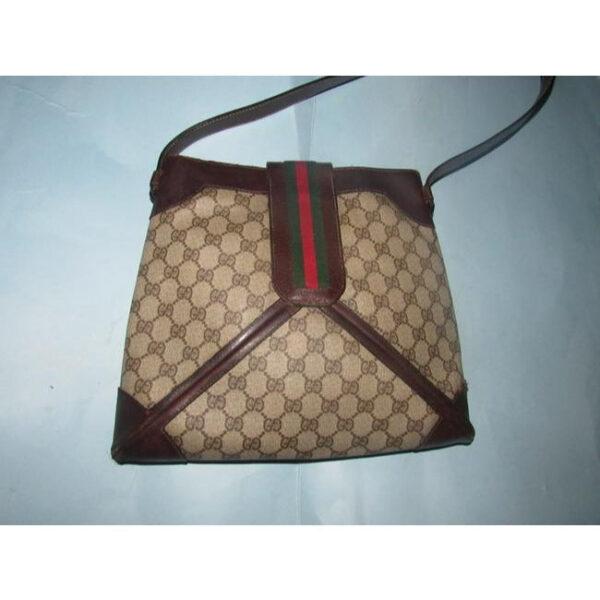 Gucci Vintage Pursesdesigner Purses Brown Leather And Large G Logo Print Coated Canvas With Redgreen | Luna Bags