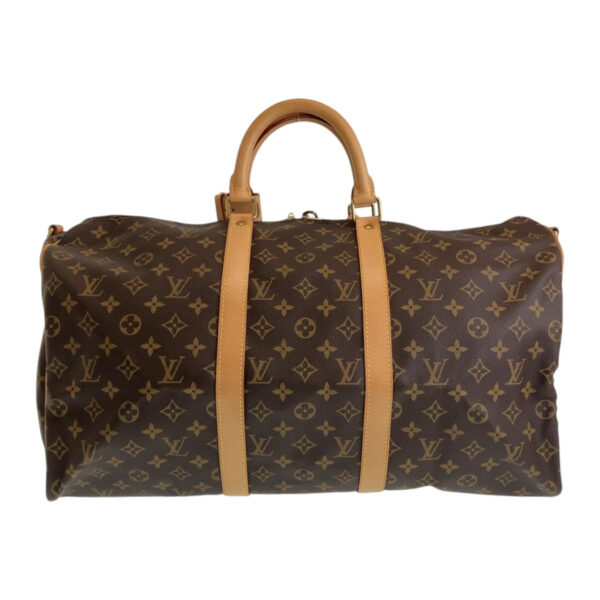 LOUIS VUITTON Boston Duffel bag M41416 PVC Brown Beige Gold Metal Monogram Keepall bandouliere50 | Luna Bags