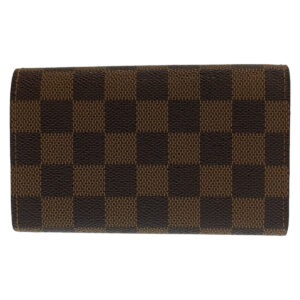 LOUIS VUITTON Bifold Wallet N61730 PVC Brown Gold Metal Folding wallet Compact wallet Damier Portefeuille Tresol Women Used | Luna Bags