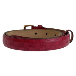GUCCI belt leather Pink Gold Metal Guccisima mens 34 Used | Luna Bags