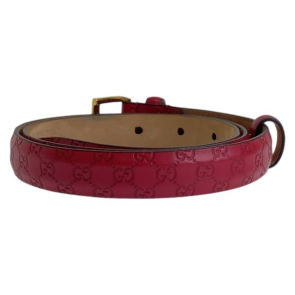 GUCCI belt leather Pink Gold Metal Guccisima mens 34 Used | Luna Bags