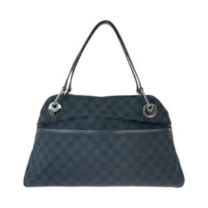 GUCCI Tote Bag 121023 GG canvas, leather Black SilverMetal Tote Bag Shoulder Bag Women Used | Luna Bags