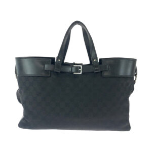 GUCCI Tote Bag 106251 GG canvas Black SilverMetal Tote Bag Shoulder Bag Women Used | Luna Bags