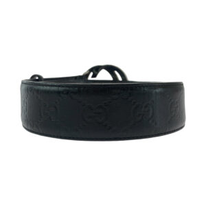 GUCCI belt 114984 leather black Belt buckle Gucci Shima interlocking mens 34 Used | Luna Bags